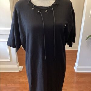 KASH Black Lace-Up Top ( Size: XL)